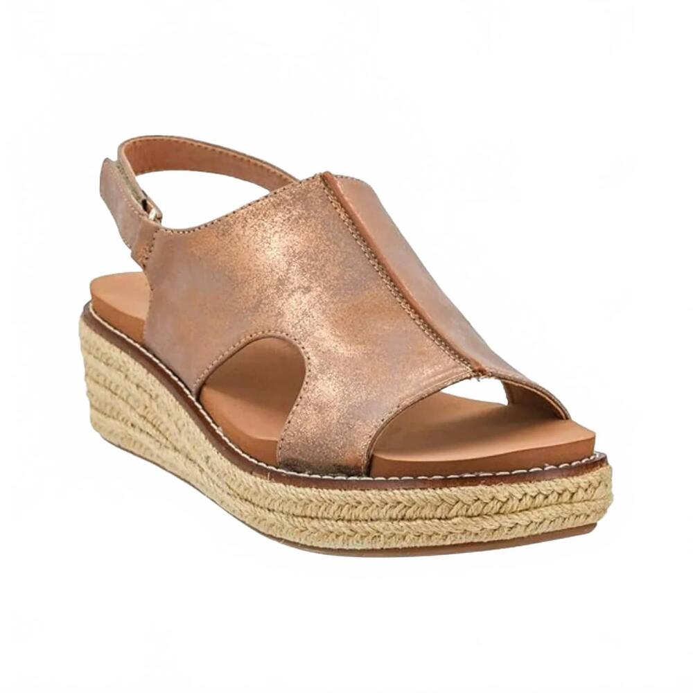 NEW CORKYS FOOTWEAR women's ready or not woven wedge sandals in bronze metallic
